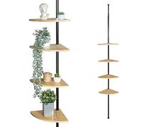 bremermann Mensola telescopica da parete con 4 ripiani in bambù, versatile in soggiorno, corridoio, bagno, ufficio o cucina - Altezza di montaggio variabile da 140 a 290 cm (nero)