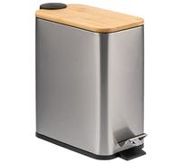 bremermann Pattumiera con coperchio in bambù, 5 l (acier inoxydable)