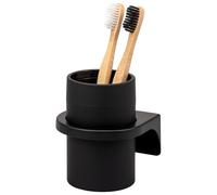 bremermann Porta spazzolini Savona con superficie soft touch, supporto rotondo con supporto da parete per incollare o forare, portaspazzolino in plastica (nero)