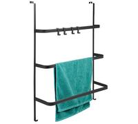 bremermann Portasciugamani da porta sospeso, con 4 pratici ganci (nero)