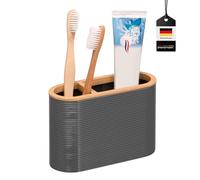 bremermann Portaspazzolino Segno in bambù e plastica, supporto per utensili (grigio)