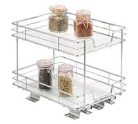 bremermann Portaspezie telescopico a 2 ripiani, inserto estraibile per scaffali, armadi e dispense, per alimenti, spezie e scorte, con ripiano, in metallo robusto, cromato