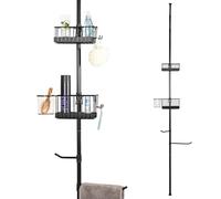 bremermann Scaffale da bagno telescopico, 2 cestini, 2 aste per asciugamani, asta telescopica fino a max. ca. 290 cm (nero)