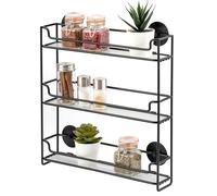 bremermann Scaffale portaspezie da parete a 3 livelli, per incollare o forare, nero, con materiale di montaggio incluso