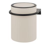 bremermann Secchio rotondo SAVONA con superficie morbida al tatto, con supporto da parete per incollare o forare con coperchio basculante, pattumiera in plastica, capacità 5,5 litri (beige)