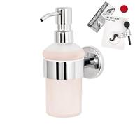 bremermann Serie Bagno Lucente - Dispenser di sapone liquido ricaricabile in vetro satinato e acciaio inox, cromato