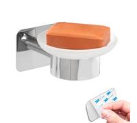 bremermann Serie Bagno Lucente Tape - Portasapone autoadesivo in vetro e acciaio inossidabile, cromato - nessun foro 3M fissaggio adesivo