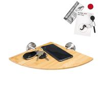 bremermann Serie bagno Piazza Bamboo - Ripiano Badeck, con set adesivo, ideale per bagno e doccia, in bambù e acciaio inox, opaco