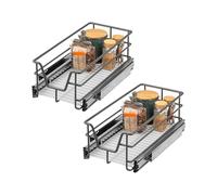 bremermann Set di 2 cassetti telescopici - 30 cm con ripiano, cassetto da cucina per aggiornare, completamente estraibile con guide telescopiche, ideale per cucina, bagno e camera da letto, in metallo