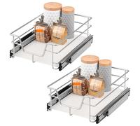 bremermann Set di 2 cassetti telescopici - 40 cm con ripiano, cassetto da cucina per aggiornare, completamente estraibile con guide telescopiche, ideali per cucina, bagno e camera da letto, in metallo