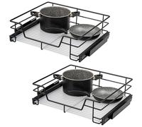 bremermann Set di 2 cassetti telescopici - 60 cm con ripiano, cassetto da cucina per aggiornare, completamente estraibile con guide telescopiche, ideale per cucina, bagno e camera da letto, in metallo