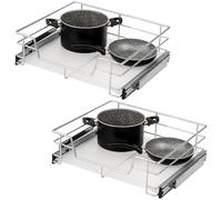 bremermann Set di 2 cassetti telescopici - 60 cm con ripiano, cassetto da cucina per aggiornare, completamente estraibile con guide telescopiche, ideale per cucina, bagno e camera da letto, in metallo