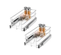 bremermann Set di 2 cassetti telescopici da 30 cm con ripiano, cassetto da cucina estraibile completamente con guide telescopiche, ideale per cucina, bagno e camera da letto, in metallo (cromato)
