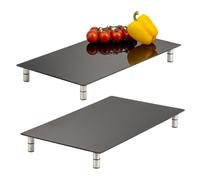 Bremermann Set di 2 coperture per fornelli, vetro di sicurezza, ca. 30 x 6 x 52 cm L/A/P piedini regolabili (Nero)