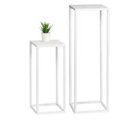 bremermann Set di 2 sgabelli per fiori in metallo, ideale per soggiorno, corridoio e ufficio, scaffale stabile e salvaspazio, per decorazione e piante d'appartamento, in metallo bianco
