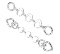 Bremorou 2 estensori per borse a tracolla, catena argentata a forma di cuore e luna, per borse a tracolla, estensione a catena per borse piccole, accessori alla moda per borse, compatibile con Coach