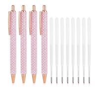 Bremorou 4 penne a sfera rosa, inchiostro nero, penne con cristalli scintillanti, penne fantasiose da donna