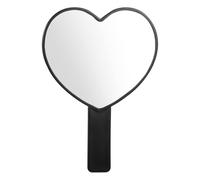 Bremorou Mini specchio cosmetico a forma di cuore, con manico, portatile, a forma di cuore, da donna, grazioso specchio portatile a forma di cuore, mini specchio cosmetico per viaggi e trucco (nero)