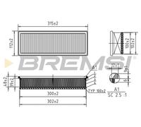 BREMSI Filtro Dell'Aria Per Citroën Berlingo Kasten B9 1.6 HDi/BlueHDi 75 M_ C4