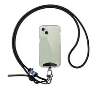Brencco Laccio per Cellulare da Collo, Regolabile 150 cm, Nero | Cordino per Cellulare con Patch in Acciaio Inox, compatibile con la maggior parte delle cover, per Sport, Lavoro e Viaggio
