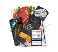 Brendo Batticarne Premium in Acciaio Inox Massiccio I Doppia Superficie con Lato Piatto & Dentato per Tutti i Tipi di Carne I + Ricettario E-Book I Lavabile in Lavastoviglie I Martello per Cotoletta