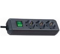 Brennenstuhl Presa multipla a 3 vie Eco-Line con interruttore, nera, 3m Quantità:1