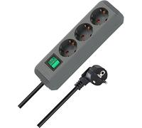 BRENNENSTUHL 1152340015 - Base múltiple Eco-Line gris plata con interruptor (3 tomas y 1.5 m)