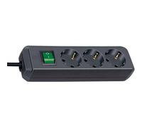 Brennenstuhl 1152900 multipresa con interruttore 3 scomparti nero schuko 1 pz