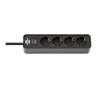 Brennenstuhl 1153240000 Multipresa con interruttore 4 vie Nero Schuko 1 pz.