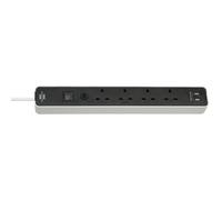 Brennenstuhl 1153243026 Ecolor 4 Vie Nero/Bianco SASO Presa Multipla Con USB 3m