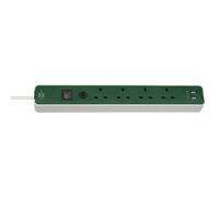 Brennenstuhl 1153243029 Ecolor 4 Lato Verde/Bianco Saso Estensione Presa W/USB