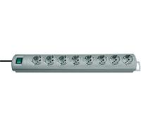 Brennenstuhl 1153395128 Multipresa, Serie Primera Line, 8 Prese Italiane 10/16 Schuko, Interruttore Illuminato, Colore Argento