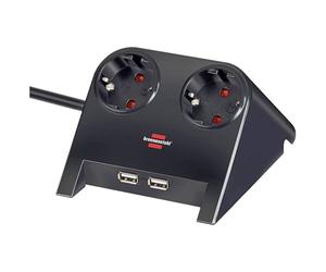 Brennenstuhl 1153500222 Desktop-Power multipresa da scrivania con USB-Charger (2 prese di ricarica USB 2100mA e 2 prese nero 1,8m H05VV-F 3G1,5)