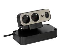 Brennenstuhl estilo Duplex Tischsteckdosenleiste 2m, 1x USB C, 1x USB A, 10x Schutzkontakt-Steckdosen, silber/schwarz