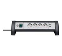 Brennenstuhl 1156250534 Multipresa con interruttore 4 vie Grigio-Nero Schuko 1