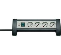 Brennenstuhl 1156255414 Multipresa da tavolo, serie Premium Office Line, 4 prese italiane 10/16 Schuko, interruttore luminoso colore nera/grigio