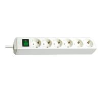 BRENNENSTUHL A1945502201159520400 1159520400-Base múltiple Eco-Line Blanca con interruptor (6 Tomas y 3 m), Multicolor