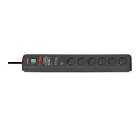 Brennenstuhl - 1159541376 Secure-tec, Power Distribution Unit, 6 Sockets Type E, 3m, Black, With Switch And Surge Protection. Number Of Sockets: 6 (be