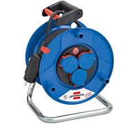 Brennenstuhl 1236606 Avvolgicavo 50 M Serie Garant St Spina Schuko, Spina Schuko e 3 Prese Schuko con Coperchi Autochiudenti, (Ip 44), Blu