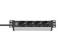 Brennenstuhl Presa multipla a 4 vie per quadri elettrici Alu-Line 10", 2m, H05VV-F3G1.5, argento-nero Quantità:1