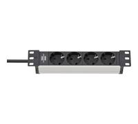 Brennenstuhl 1390007004 Multipresa ad incasso 4 vie Argento, Nero Schuko 1 pz.