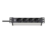 Brennenstuhl Presa multipla a 4 vie per quadri elettrici Alu-Line 10", 2m, H05VV-F3G1.5, argento-nero Quantità:1