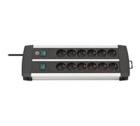 BRE 1391000912 - Presa multipla, Premium Line, 2 da 6 vie, tipo F, 3 m, nero