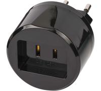Brennenstuhl, Adattatore da viaggio da USA a Europa con fusibile 2,5A, Nero
