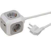 Brennenstuhl ALEA-Power, caricatore USB, 4 prese | Cubo con 1 porta USB A da 18 W e 1 USB C da 20 W, cavo da 1,4 m e maggiore protezione da contatto