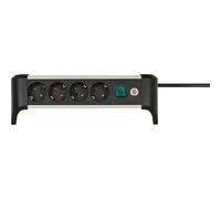 Brennenstuhl Alu Office-Line Ciabatta elettrica a 4 prese/presa in alluminio per scrivania (presa multipla con interruttore e cavo da 1,8 m, Made in Germany