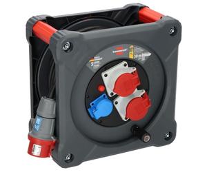 Brennenstuhl Avvolgicavo professionale per cantiere, KD 3200 C7 con spina CEE, 2 prese CEE e 1 presa con messa a terra (cavo da 30 m in nero, uso esterno permanente, Made in Germany)