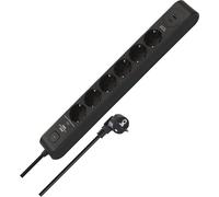 Brennenstuhl Ciabatta elettrica a 6 prese con USB e protezione da sovratensioni (presa multipla con 1 presa USB C PD da 20 W per ricarica rapida e 1 USB A da 20 W, interruttore, cavo da 2 m) nero