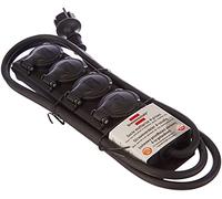Brennenstuhl Ciabatta multipla IP44 con 4 prese (prolunga per cantiere e per uso esterno continuo, cavo da 2 m, colore: Nero