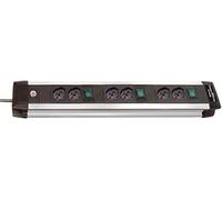 BRENNENSTUHL Ciabatta Multipresa Elettrica Premium-Alu-Line Technik, Design Robusto in Alluminio con 6 Prese Commutabili, Ciabatta Salvaspazio per Casa e Ufficio, Cavo da 3m